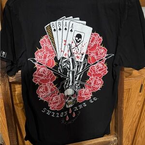 Sullen Art Co. Black Graphic Tee with Red Rose Design